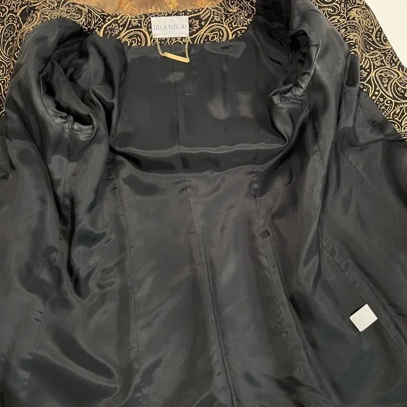 LILLY & TAYLOR NY PARIS brocade genuine mink color and cuffs coat jacket - Picture 9 of 10